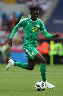 Moskova, Rusya - 19th Haziran 2018: Ismaila Sarr eylem sırasında FIFA Dünya Kupası Rusya 2018, H Grubu, futbol maç Polonya vs Senegal Spartak Stadium Moskova arasında