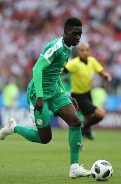 Moskova, Rusya - 19th Haziran 2018: Ismaila Sarr eylem sırasında FIFA Dünya Kupası Rusya 2018, H Grubu, futbol maç Polonya vs Senegal Spartak Stadium Moskova arasında