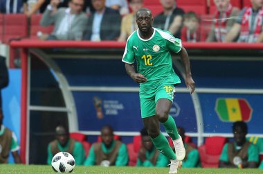 Moskova, Rusya - 19th Haziran 2018: Yusuf Sabaly eylem sırasında FIFA Dünya Kupası Rusya 2018, H Grubu, futbol maç Polonya vs Senegal Spartak Stadium Moskova arasında