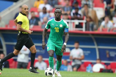 Moskova, Rusya - 19th Haziran 2018: Sadio adam eylem sırasında FIFA Dünya Kupası Rusya 2018, H Grubu, futbol maç Polonya vs Senegal Spartak Stadium Moskova arasında