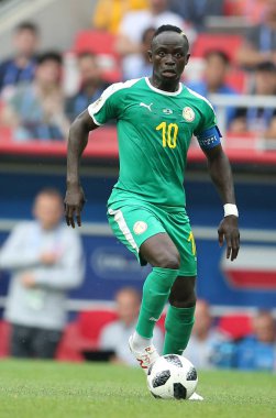 Moskova, Rusya - 19th Haziran 2018: Sadio adam eylem sırasında FIFA Dünya Kupası Rusya 2018, H Grubu, futbol maç Polonya vs Senegal Spartak Stadium Moskova arasında