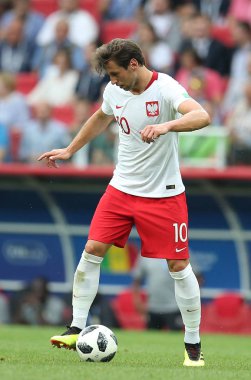 Moskova, Rusya - 19th Haziran 2018: Grzegorz Krychowiak eylem sırasında FIFA Dünya Kupası Rusya 2018, H Grubu, futbol maç Polonya vs Senegal Spartak Stadium Moskova arasında