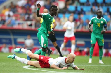 Moskova, Rusya - 19th Haziran 2018: Idrissa Gueye skor gol FIFA Dünya Kupası Rusya 2018, H Grubu, futbol maç Polonya vs Senegal Spartak Stadium Moskova arasında