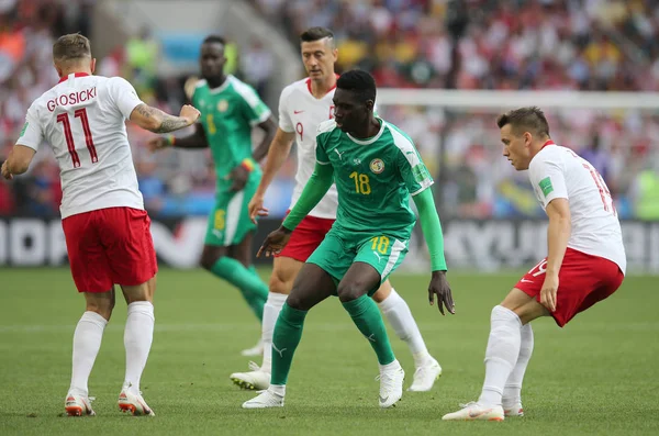 Moskova, Rusya - 19th Haziran 2018: Ismaila Sarr eylem sırasında FIFA Dünya Kupası Rusya 2018, H Grubu, futbol maç Polonya vs Senegal Spartak Stadium Moskova arasında