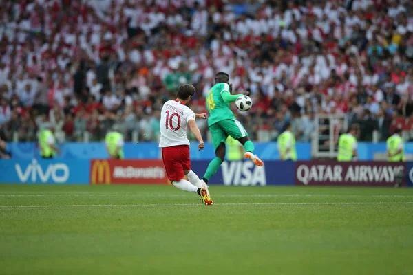 Moskova, Rusya - 19th Haziran 2018: Eylem sırasında FIFA Dünya Kupası Rusya 2018, H Grubu, futbol maç Polonya vs Senegal Spartak Stadium Moskova arasında