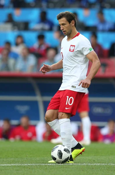 Moskova, Rusya - 19th Haziran 2018: Grzegorz Krychowiak eylem sırasında FIFA Dünya Kupası Rusya 2018, H Grubu, futbol maç Polonya vs Senegal Spartak Stadium Moskova arasında