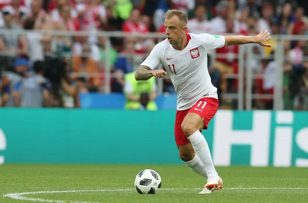Moskova, Rusya - 19th Haziran 2018: Kamil Grosicki eylem sırasında FIFA Dünya Kupası Rusya 2018, H Grubu, futbol maç Polonya vs Senegal Spartak Stadium Moskova arasında
