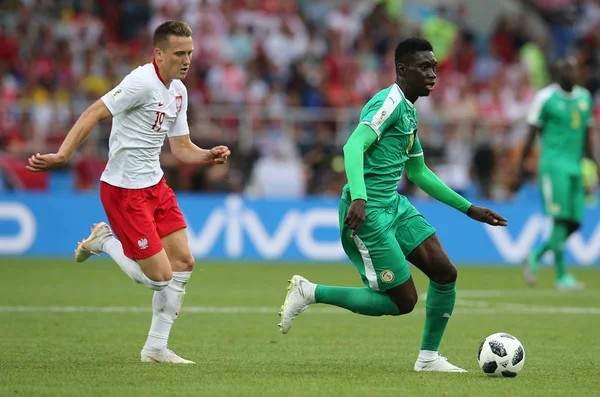 Moskova, Rusya - 19th Haziran 2018: Ismaila Sarr eylem sırasında FIFA Dünya Kupası Rusya 2018, H Grubu, futbol maç Polonya vs Senegal Spartak Stadium Moskova arasında