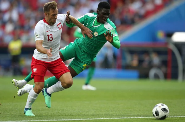 Moskova, Rusya - 19th Haziran 2018: Ismaila Sarr eylem sırasında FIFA Dünya Kupası Rusya 2018, H Grubu, futbol maç Polonya vs Senegal Spartak Stadium Moskova arasında