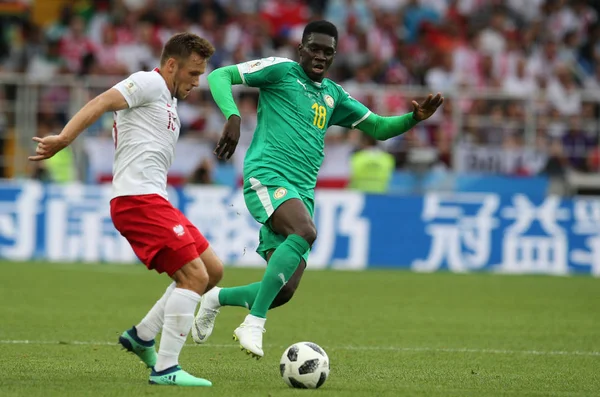 Moskova, Rusya - 19th Haziran 2018: Ismaila Sarr eylem sırasında FIFA Dünya Kupası Rusya 2018, H Grubu, futbol maç Polonya vs Senegal Spartak Stadium Moskova arasında