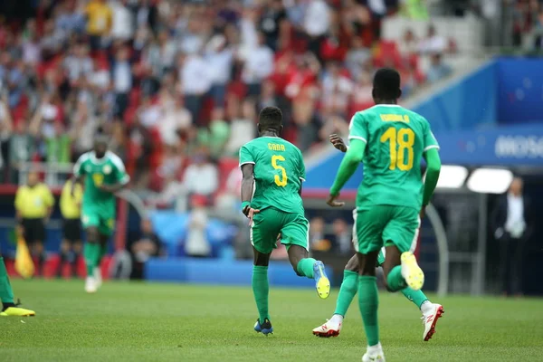 Moskova Rusya 19Th Haziran 2018 Idrissa Gueye Kutluyor Gol Fifa — Stok fotoğraf