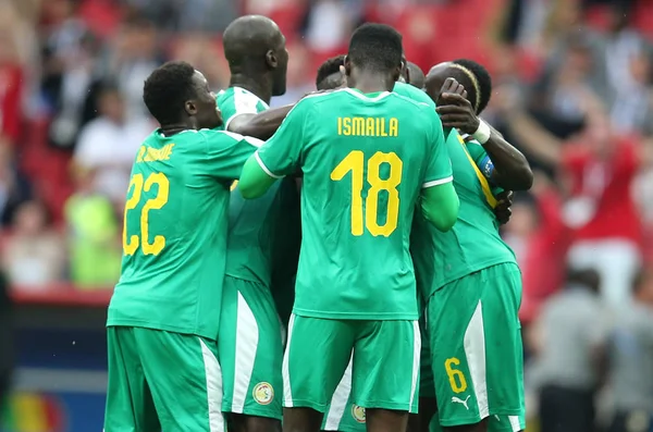 Moskova, Rusya - 19th Haziran 2018: Idrissa Gueye kutluyor gol FIFA Dünya Kupası Rusya 2018, H Grubu, futbol maç Polonya vs Senegal Spartak Stadium Moskova arasında