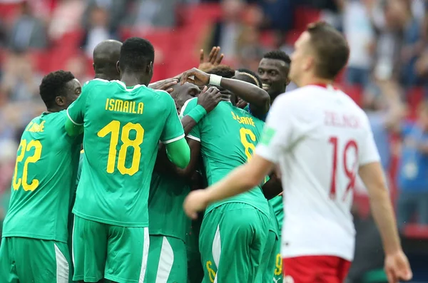 Moskova, Rusya - 19th Haziran 2018: Idrissa Gueye kutluyor gol FIFA Dünya Kupası Rusya 2018, H Grubu, futbol maç Polonya vs Senegal Spartak Stadium Moskova arasında