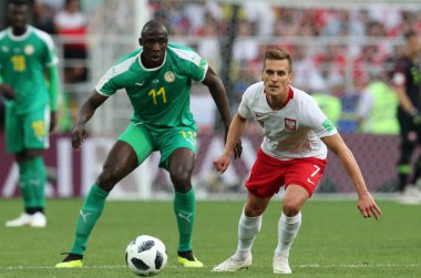 19.06.2018. Moskova, Rusya: Arkadiusz Milik eylem sırasında FIFA Dünya Kupası Rusya 2018, H Grubu, futbol Polonya v Senegal Moscow Spartak Stadyumu arasında eşleme.