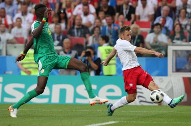19.06.2018. Moskova, Rusya: Marciel Rybus eylem sırasında FIFA Dünya Kupası Rusya 2018, H Grubu, futbol Polonya v Senegal Moscow Spartak Stadyumu arasında eşleme.