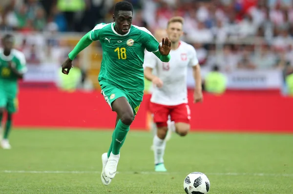 Moskova, Rusya - 19th Haziran 2018: Ismaila Sarr eylem sırasında FIFA Dünya Kupası Rusya 2018, H Grubu, futbol maç Polonya vs Senegal Spartak Stadium Moskova arasında