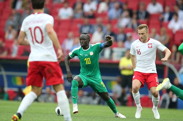 Moskova, Rusya - 19th Haziran 2018: Sadio adam eylem sırasında FIFA Dünya Kupası Rusya 2018, H Grubu, futbol maç Polonya vs Senegal Spartak Stadium Moskova arasında