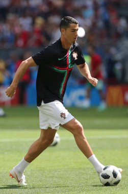 20.06.2018. Moskova, Rusya: FIFA Dünya Kupası Rusya 2018, B grubu, futbol maçı Portekiz V Fas Moskova'da Lujniki Stadyumu arasında Cristiano Ronaldo eğitim.