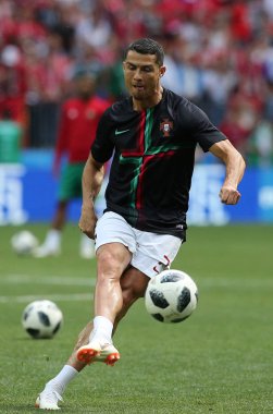 20.06.2018. Moskova, Rusya: FIFA Dünya Kupası Rusya 2018, B grubu, futbol maçı Portekiz V Fas Moskova'da Lujniki Stadyumu arasında Cristiano Ronaldo eğitim.