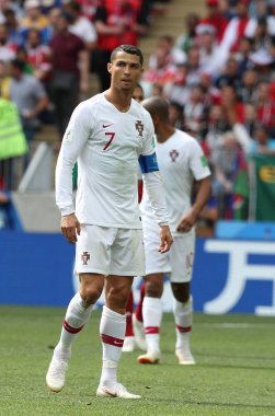 20.06.2018. Moskova, Rusya: Cristiano Ronaldo FIFA Dünya Kupası Rusya 2018, B grubu, futbol sırasında eylem maç arasında Portekiz V Fas Moskova'da Lujniki Stadyumu.