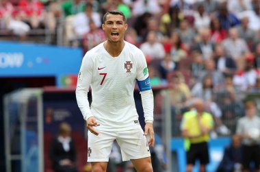 20.06.2018. Moskova, Rusya: Cristiano Ronaldo FIFA Dünya Kupası Rusya 2018, B grubu, futbol sırasında eylem Portekiz V Fas Moskova'da Lujniki Stadyumu arasında eşleme.