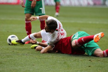 20.06.2018. Moskova, Rusya: Joao Moutinho eylem sırasında FIFA Dünya Kupası Rusya 2018, B grubu, futbol Portekiz V Fas Moskova'da Lujniki Stadyumu arasında eşleme.