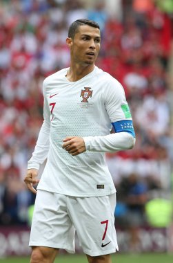 20.06.2018. Moskova, Rusya: Cristiano Ronaldo FIFA Dünya Kupası Rusya 2018, B grubu, futbol sırasında eylem Portekiz V Fas Moskova'da Lujniki Stadyumu arasında eşleme.