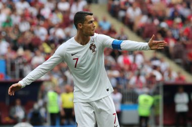 20.06.2018. Moskova, Rusya: Cristiano Ronaldo FIFA Dünya Kupası Rusya 2018, B grubu, futbol sırasında eylem Portekiz V Fas Moskova'da Lujniki Stadyumu arasında eşleme.