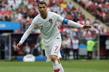 20.06.2018. Moskova, Rusya: Cristiano Ronaldo FIFA Dünya Kupası Rusya 2018, B grubu, futbol sırasında eylem Portekiz V Fas Moskova'da Lujniki Stadyumu arasında eşleme.