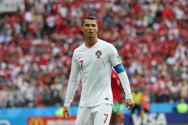 20.06.2018. Moskova, Rusya: Cristiano Ronaldo FIFA Dünya Kupası Rusya 2018, B grubu, futbol sırasında eylem Portekiz V Fas Moskova'da Lujniki Stadyumu arasında eşleme.