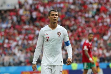 20.06.2018. Moskova, Rusya: Cristiano Ronaldo FIFA Dünya Kupası Rusya 2018, B grubu, futbol sırasında eylem Portekiz V Fas Moskova'da Lujniki Stadyumu arasında eşleme.