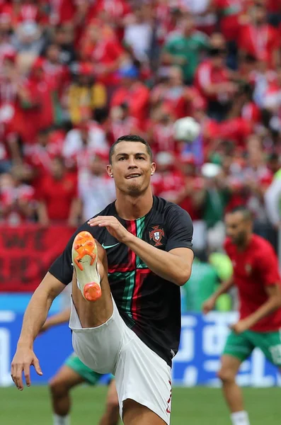 2018 Moscou Rússia Cristiano Ronaldo Treinando Antes Copa Mundo Fifa — Fotografia de Stock