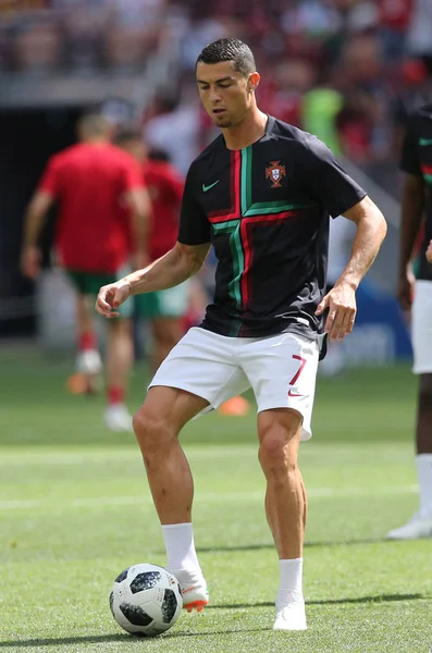 20.06.2018. Moskova, Rusya: FIFA Dünya Kupası Rusya 2018, B grubu, futbol maçı Portekiz V Fas Moskova'da Lujniki Stadyumu arasında Cristiano Ronaldo eğitim.
