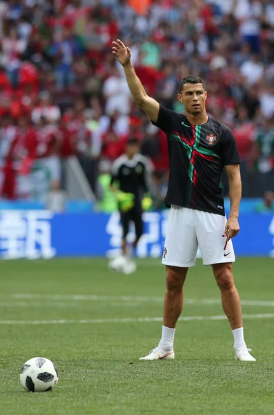 2018 Moscou Rússia Cristiano Ronaldo Treinando Antes Copa Mundo Fifa — Fotografia de Stock