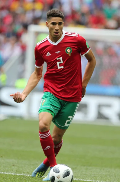 20.06.2018. Moskova, Rusya: Achraf yusup eylem sırasında FIFA Dünya Kupası Rusya 2018, B grubu, futbol Portekiz V Fas Moskova'da Lujniki Stadyumu arasında eşleme.