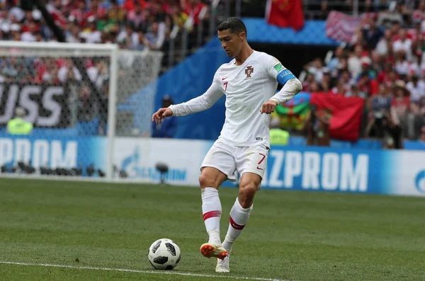 20.06.2018. Moskova, Rusya: Cristiano Ronaldo FIFA Dünya Kupası Rusya 2018, B grubu, futbol sırasında eylem maç arasında Portekiz V Fas Moskova'da Lujniki Stadyumu.