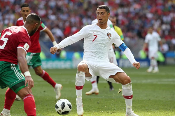 20.06.2018. Moskova, Rusya: Cristiano Ronaldo FIFA Dünya Kupası Rusya 2018, B grubu, futbol sırasında eylem Portekiz V Fas Moskova'da Lujniki Stadyumu arasında eşleme.
