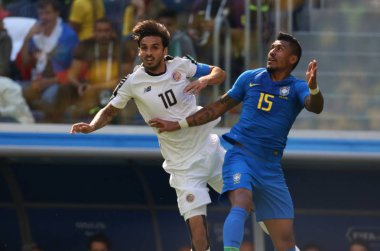 Saint Petersburg, Rusya - 22 Haziran 2018: Brian Ruiz eylem sırasında FIFA Dünya Kupası Rusya 2018, E Grubu, futbol maçı Brezilya V Kosta Rika arasında