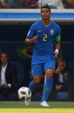 Saint Petersburg, Rusya - 22 Haziran 2018: Thiago Silva Brezilya V Kosta Rika arasında FIFA Dünya Kupası Rusya 2018, E Grubu, futbol maçı sırasında eylem