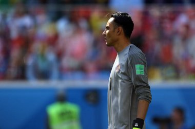 Saint Petersburg, Rusya - 22 Haziran 2018: Keylor Navas eylem sırasında FIFA Dünya Kupası Rusya 2018, E Grubu, futbol maçı Brezilya V Kosta Rika arasında