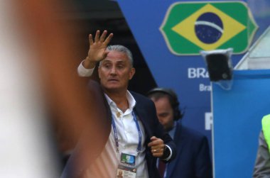 Saint Petersburg, Rusya - 22 Haziran 2018: Tite eylem sırasında FIFA Dünya Kupası Rusya 2018, E Grubu, futbol maçı Brezilya V Kosta Rika arasında