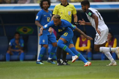 Saint Petersburg, Rusya - 22 Haziran 2018: Neymar eylem sırasında FIFA Dünya Kupası Rusya 2018, E Grubu, futbol maçı Brezilya V Kosta Rika arasında