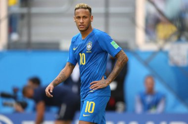 Saint Petersburg, Rusya - 22 Haziran 2018: Neymar eylem sırasında FIFA Dünya Kupası Rusya 2018, E Grubu, futbol maçı Brezilya V Kosta Rika arasında 