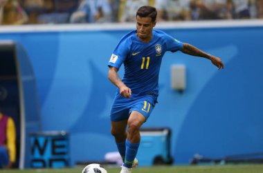 22.06.2018. Saint Petersburg, Rusya: Philippe Coutinho eylem sırasında FIFA Dünya Kupası Rusya 2018, E Grubu, futbol Brezilya V Costarica Saint Petersburg Stadyumu arasında eşleme.