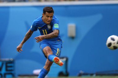 22.06.2018. Saint Petersburg, Rusya: Philippe Coutinho eylem sırasında FIFA Dünya Kupası Rusya 2018, E Grubu, futbol Brezilya V Costarica Saint Petersburg Stadyumu arasında eşleme.