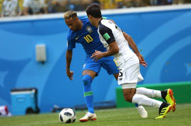 22.06.2018. Saint Petersburg, Rusya: Neymar eylem sırasında FIFA Dünya Kupası Rusya 2018, E Grubu, futbol maç arasında Brezilya V Costarica Saint Petersburg Stadyumu.
