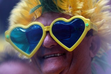 22.06.2018. Saint Petersburg, Rusya: Brezilyalı hayranları Stand FIFA Dünya Kupası Rusya 2018, E Grubu, futbol maç arasında Brezilya V Costarica Saint Petersburg Stadyumu.