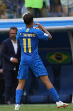 22.06.2018. Saint Petersburg, Rusya: Philippe Coutinho Skor Gol kutlamak ve FIFA Dünya Kupası Rusya 2018, E Grubu, futbol Brezilya V Costarica Saint Petersburg Stadyumu arasında eşleme.