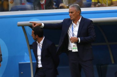 22.06.2018. Saint Petersburg, Rusya: Tite eylem sırasında FIFA Dünya Kupası Rusya 2018, E Grubu, futbol maç arasında Brezilya V Costarica Saint Petersburg Stadyumu.