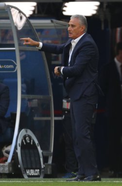 22.06.2018. Saint Petersburg, Rusya: Tite eylem sırasında FIFA Dünya Kupası Rusya 2018, E Grubu, futbol maç arasında Brezilya V Costarica Brezilya vs Kosta Rika, Saint Petersburg Stadyumu.